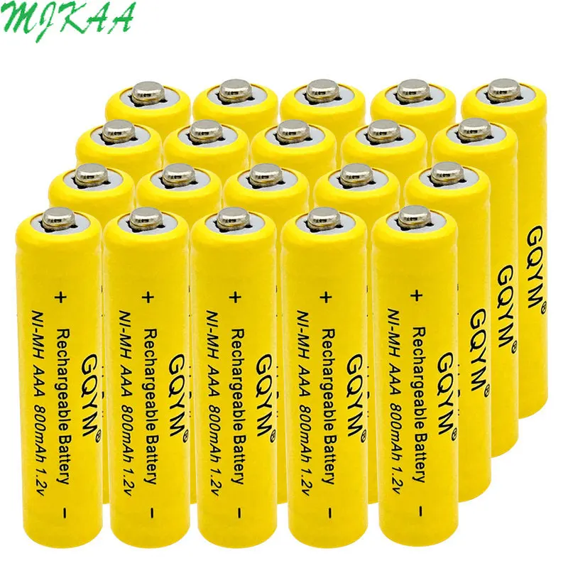 

MJKAA 1.2V Ni-MH 800mAh Yellow AAA Rechargeable Battery for Remote Controls Radios Torches Clocks Toys Batteries