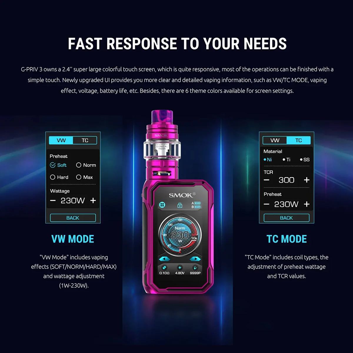 SMOK 230 Вт G-PRIV 3 сенсорный экран Vape мод 5 мл TFV16 Lite Танк вейп-комплект электронной сигареты испаритель VS G-PRIV 2 комплект