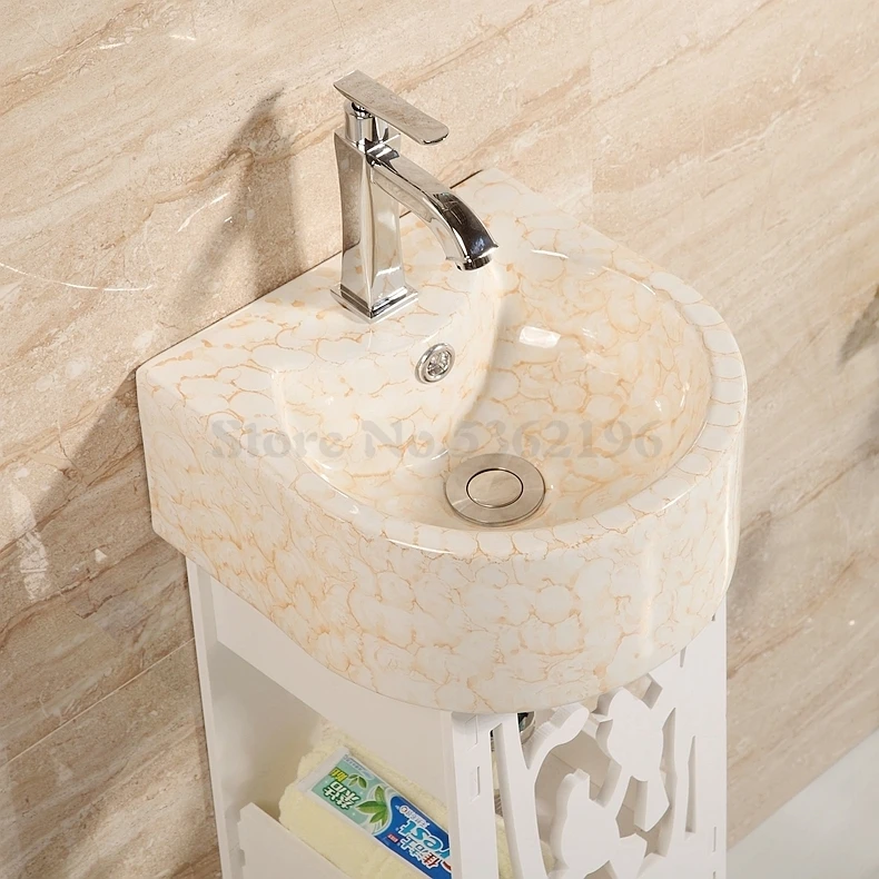 Taiwan Basin One Small Balcony Wash Basin Small Family Ceramic Floor-to-ceiling Wash Basin Bathroom Corner Hanging Basin