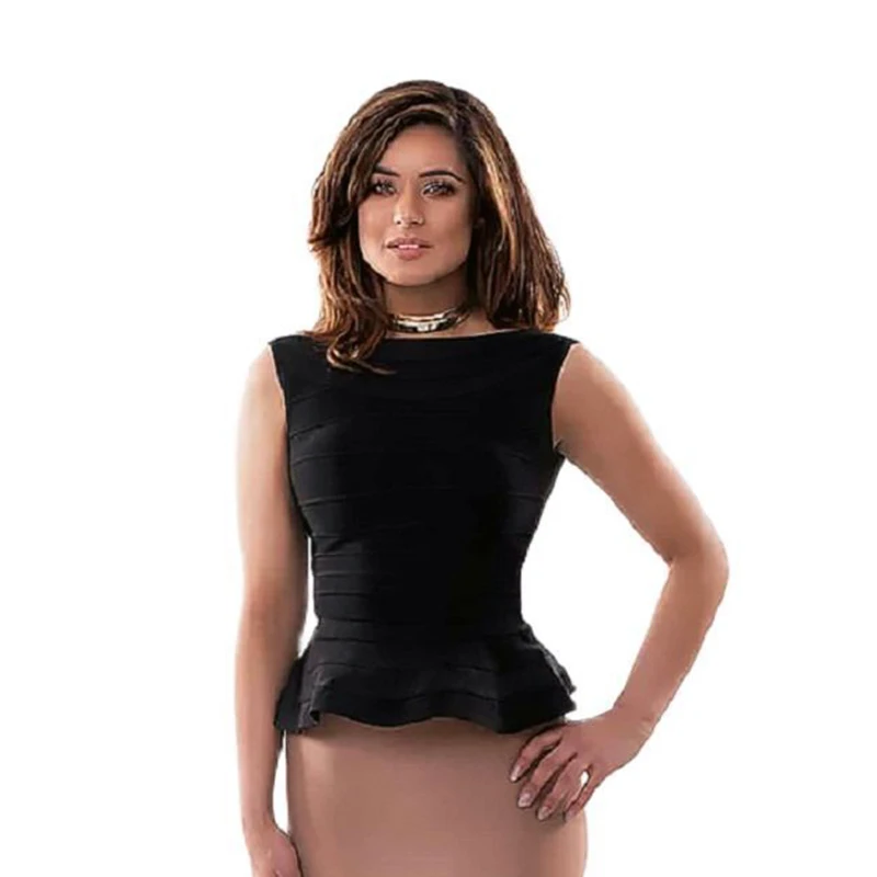 Peplum Ruffle Bandage Top Vest Wholesale White Sexy Bodycon Women's Sleeveless 2021 Newest