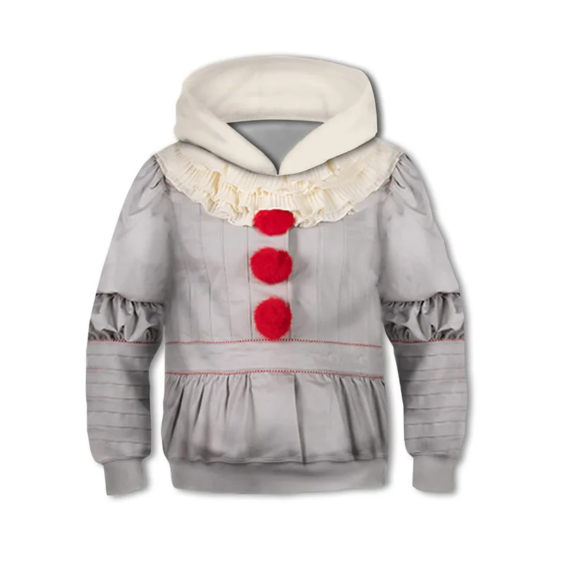 No Zipper hoodies Толстовка с капюшоном с изображением клоуна из фильма ужасов, вечерние толстовки с капюшоном для хеллоуина Стивен Кинг, свитер Joker - Цвет: No Zipper hoodies