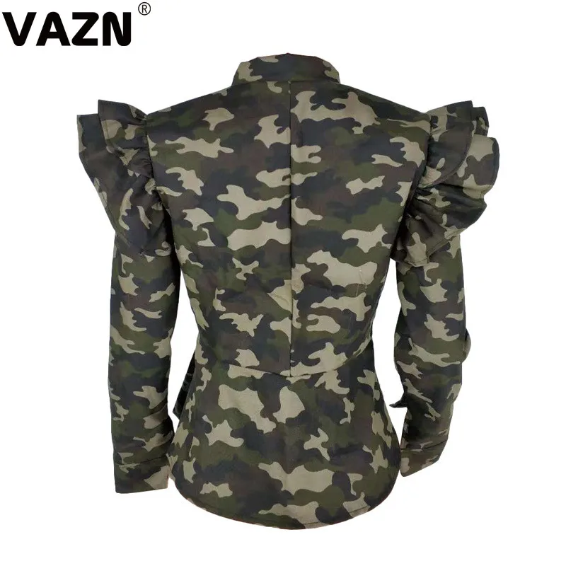 VAZN QYBZ5071 Новинка, большие размеры, камуфляжный узор, длинный рукав, консервативная коллекция талии, Женская молния, обычная верхняя одежда