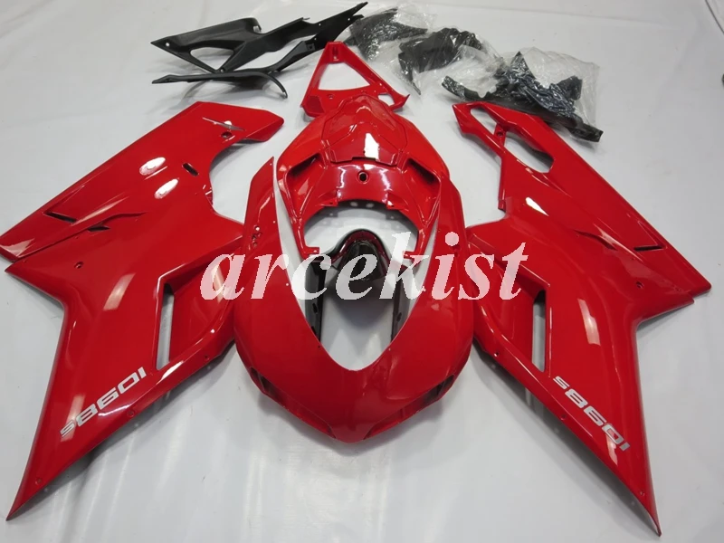 ABS полный обтекатель комплект подходит для DUCATI 848 evo 1098 1198 1098S 2007 2008 2009 2010 2011 2012 набор черный - Цвет: red