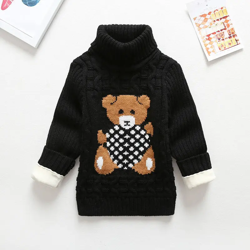Bear Collar - Black Теплый свитер для девочек; сезон осень-зима; милые детские топы из плотного бархата для маленьких мальчиков; детская одежда с героями мультфильмов; шерстяная одежда для малышей; B3 - Цвет: Bear Collar - Black