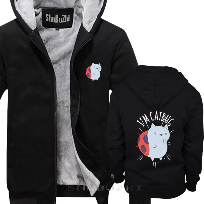 Bravest Warrior I'm Catbug Cat ошибка лицензионный, для взрослых теплое пальто мужской черный пуловер зима осень мода мужской плотное худи sbz5385