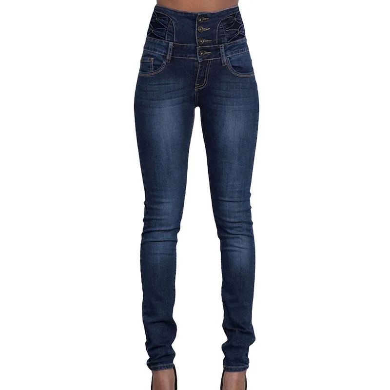 Женские джинсы с высокой талией, повседневные Стрейчевые брюки размера плюс, модные однотонные прямые обтягивающие джинсы, женские джинсы