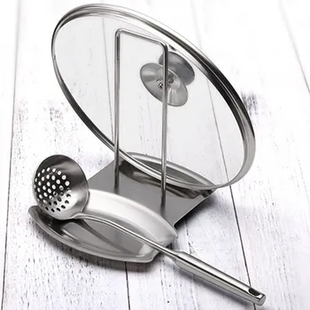 

Pot Lid Rack Stainless Steel Spoon Holder Pot Lid Shelf Cooking Dish Rack Pan Cover Stand Kitchen Organizer
