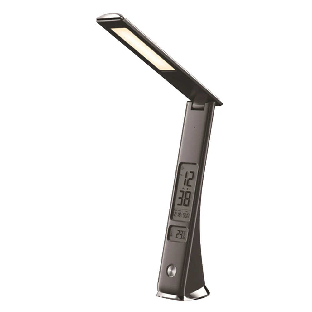 

Reading Table Rechargeable Desk Lamp 3 Level Dimmer Folding Bedside LCD Display Clock Temperature Touch Control Eye Caring Study
