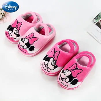 

Disney children's cotton slippers 2019 winter new boys and girls home warmth heel with cotton shoes parent-child shoes Mickey