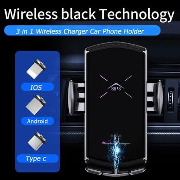 10ワット車ワイヤレスチー充電器自動センサー携帯電話サムスンのiphoneワイヤレス急速充電器