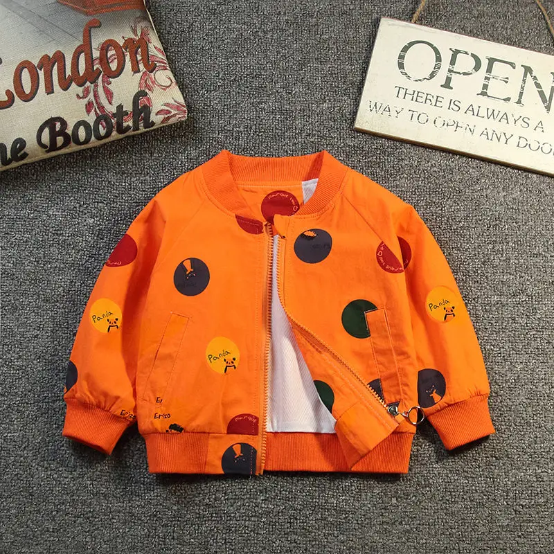 Весенне-осенние плотные куртки для девочек Детская верхняя одежда спортивные пальто с буквенным принтом детская одежда Тренч для подростков верхняя одежда в крапинку - Цвет: Оранжевый