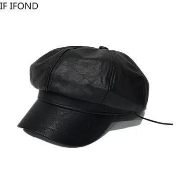 

2020 new summer Quality Fashion Artist PU Women Beret Hat For Women Cap Streetwear Caps