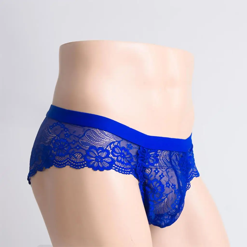 Men's Sheer Floral Lace Panties Low Rise Briefs Underwear Lingerie