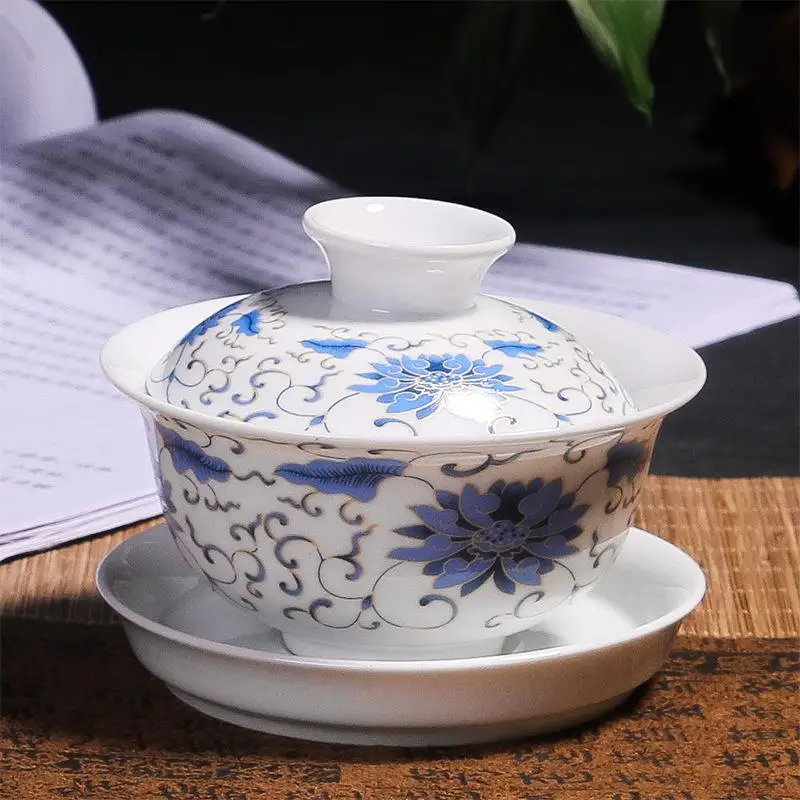 Ручная роспись, элегантные чайные горшки Gaiwan из керамики, фарфоровый чайник кунг-фу, чайный сервиз для путешествий, чайная посуда, посуда для напитков, украшения