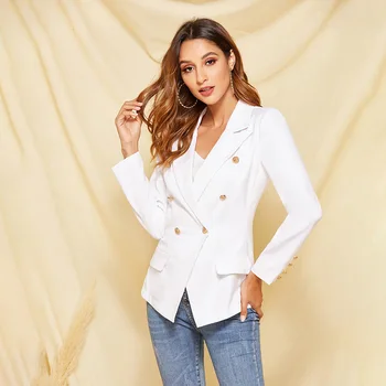 

Women Long Sleeve Coat Women Elegant Doule Breasted Jacket Suits Office Fashion Simple Coat