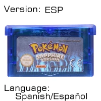 Sapphire Version ESP 32 бит видеоигры картридж Консоли Карты для nintendo GBA Pokeon изумруд FireRed листовой зеленый рубиновый Сапфир с блестящей этикеткой - Цвет: Sapphire Version ESP
