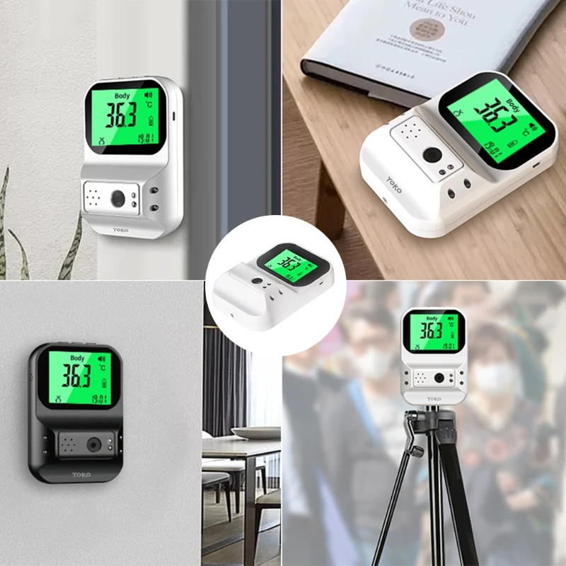 

Wall Mounted Bluetooth Infrared Forehead Thermometer with LED Display Non-Contact Digital Intelligent Voice Broadcast Doorbell F