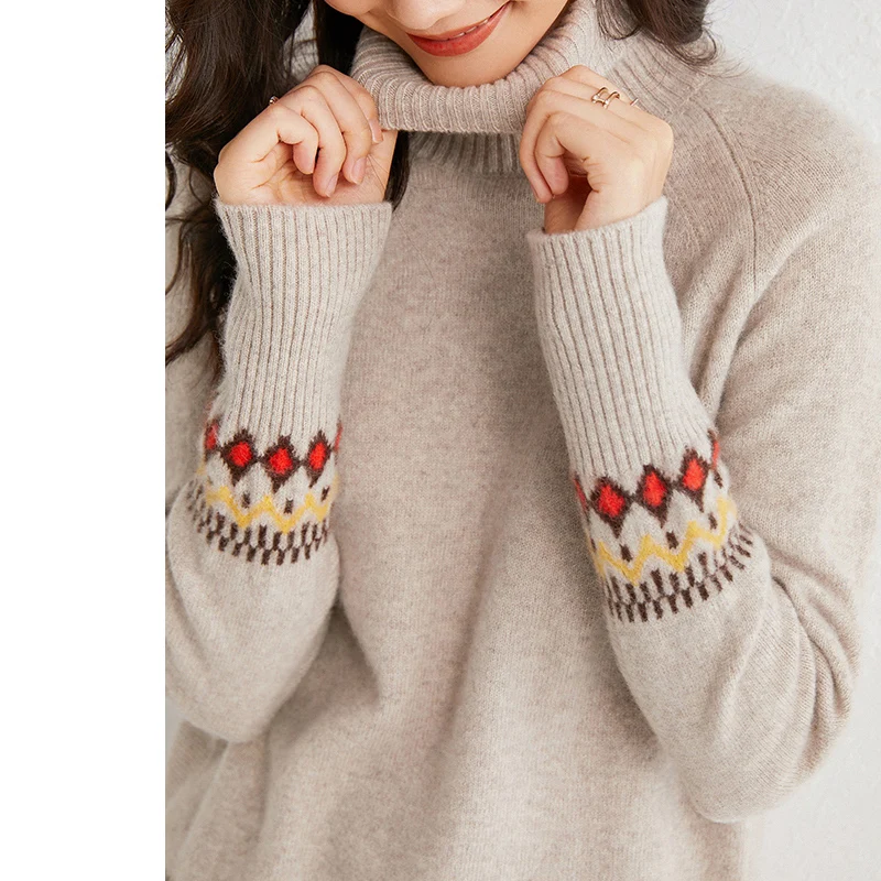 Женский вязаный свитер-водолазка теплый пуловер из 100% натуральной шерсти Zjt944 |