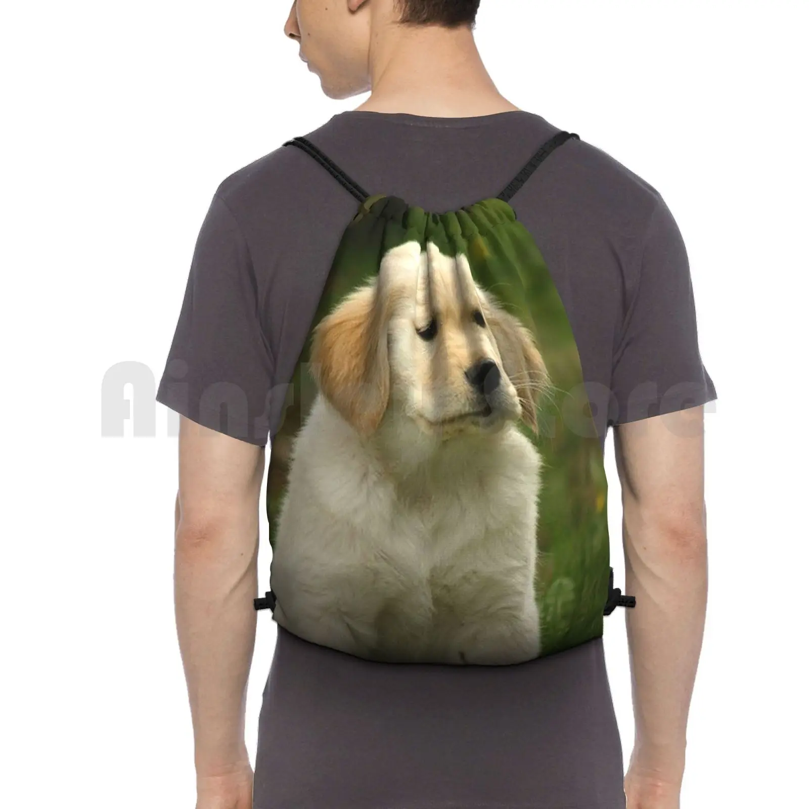 

Golden Retriever! Puppy! Backpack Drawstring Bag Riding Climbing Gym Bag Dog Pets Golden Retriever Pet Dogs Dog Art Golden