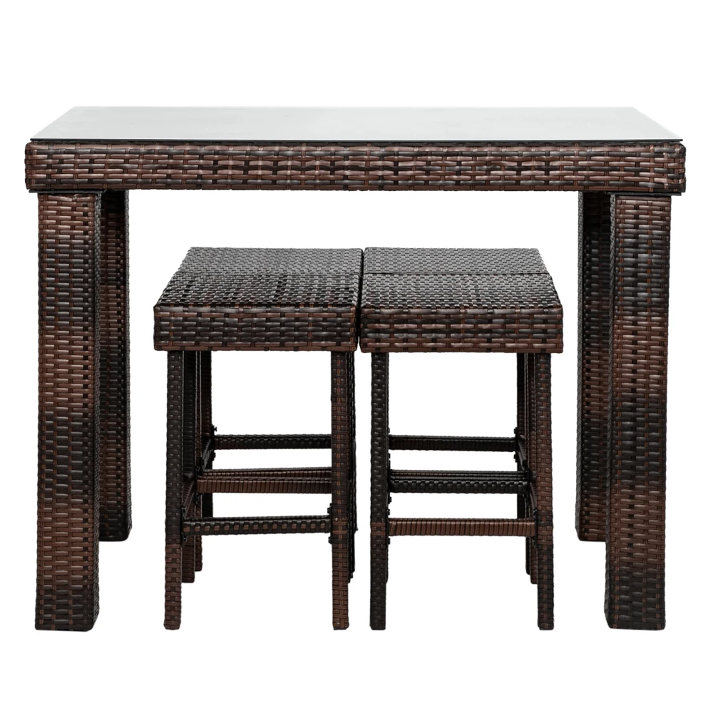 

Courtyard Bar Stool-Table and Chair Set of 5 Brown Gradient