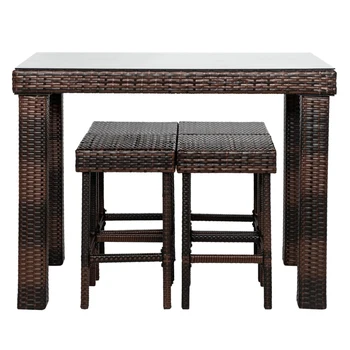 

Courtyard Bar Stool-Table and Chair Set of 5 Brown Gradient