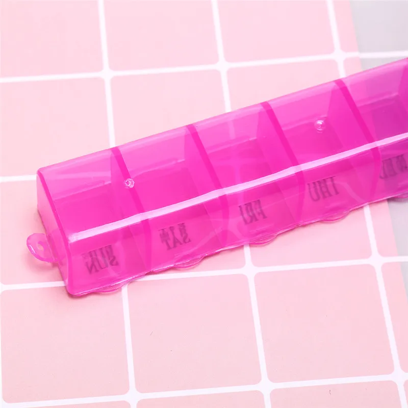 1Pc 7 Days Weekly Tablet Pill Medicine Box Holder Storage Organizer Container Case Pill Box Splitters 15x3x2.5cm