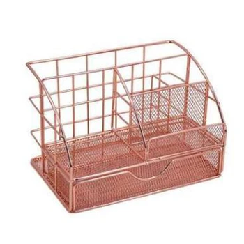 

Desk Organizer for Women, Mesh Office Supplies Accessories Caddy with Drawer for Home Office Desktop Organization