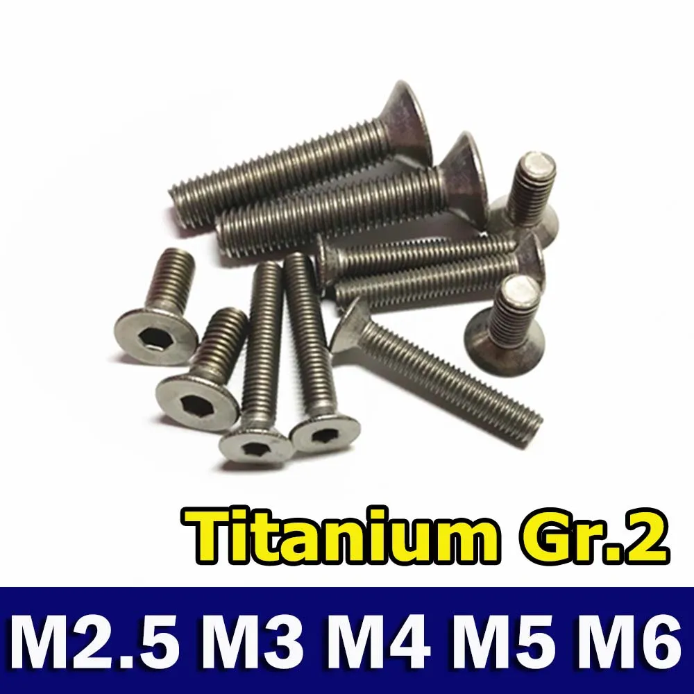 

20pcs Titanium Bolts M2 M2.5 M3 M4 M5 M6 Countersunk Allen Drive Ti Color not Polished Titanium Screws Ti Fastener