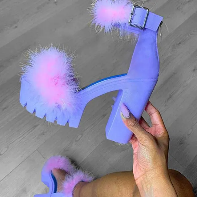 Kawaii Platform Fur Sandal Heels 1