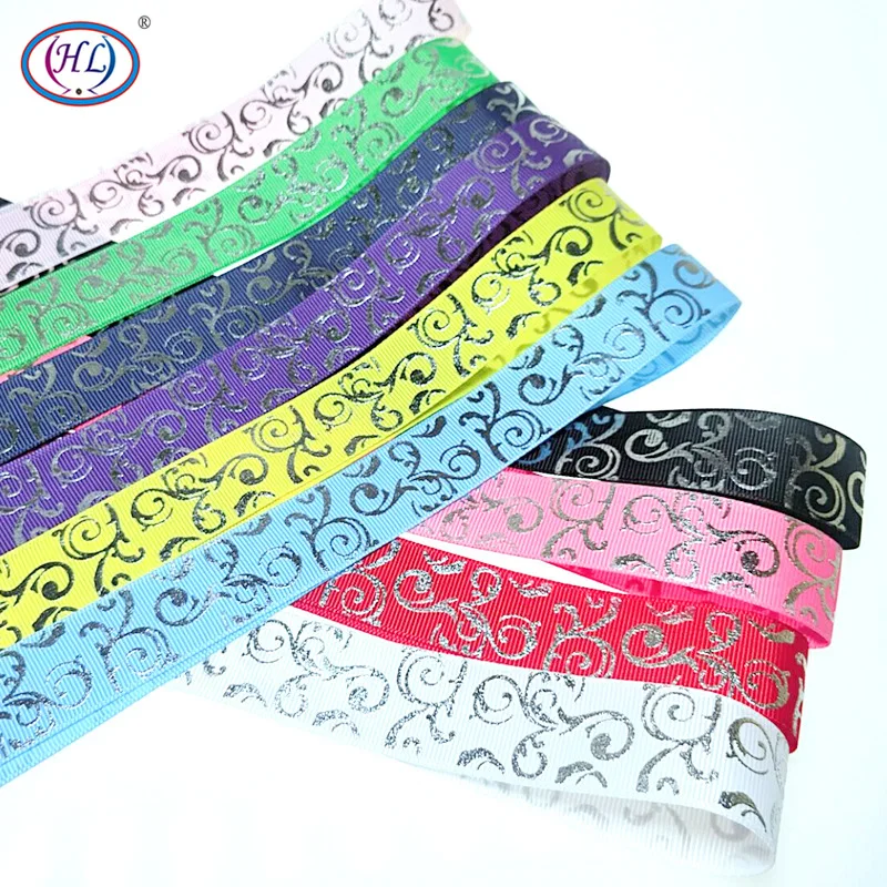 HL 5/10/50 Yards 25mm Hot Stamping Grosgrain Ribbons Wedding Party Christmas Decorations DIY Sewing Crafts For Gift Packing Belt ribbon decoration,ribbon supplies,wrapping ribbon,grosgrain ribbon,sewing ribbon,christmas ribbon