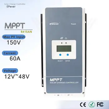 

EPever Tracer6415AN 60A Solar Charger Controller MPPT 12V 24V 36V 48V Auto for Max 150V Solar Panel Input Regulator With MT50