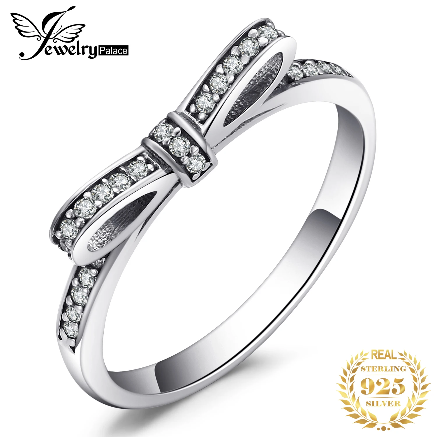 

JewelryPalace Bowknot Cubic Zirconia Ring 925 Sterling Silver Rings for Women Stackable Ring Silver 925 Jewelry Fine Jewelry