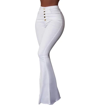 

NEW Womens Flare Pants Ladies High Waist Button Slim Trousers arrivalable Casual Party Holiday Clothes