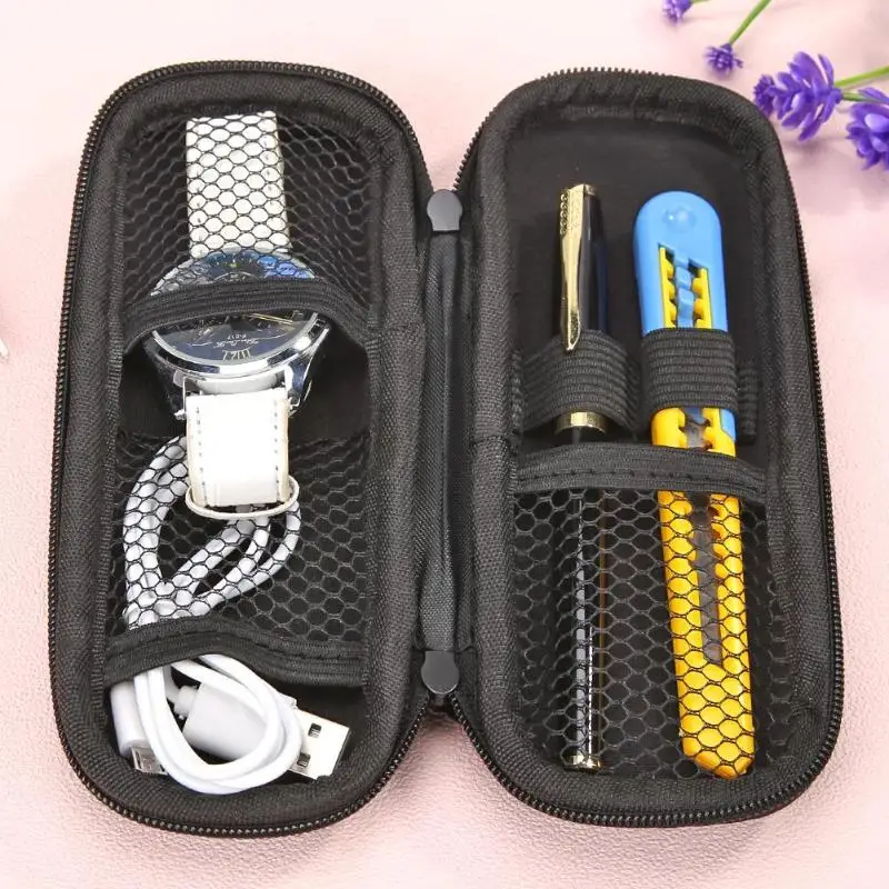 

Black Pencil Case Portable EVA Hard Shell Zipper Pouch Earphone Makeup Storage Bag School Office Stationery Storage Bag