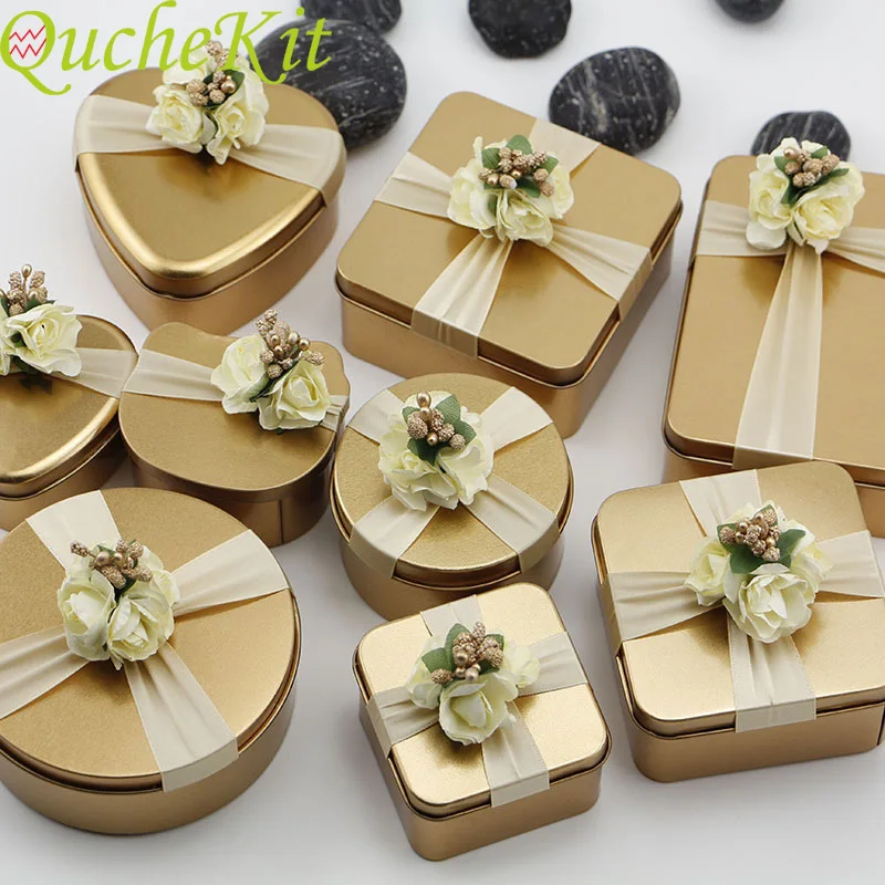 Mini Metal Storage Box Party Decor Tinplate Valentine's Day Gift Wedding Chocolate Candy With Flower Packaging | Дом и сад