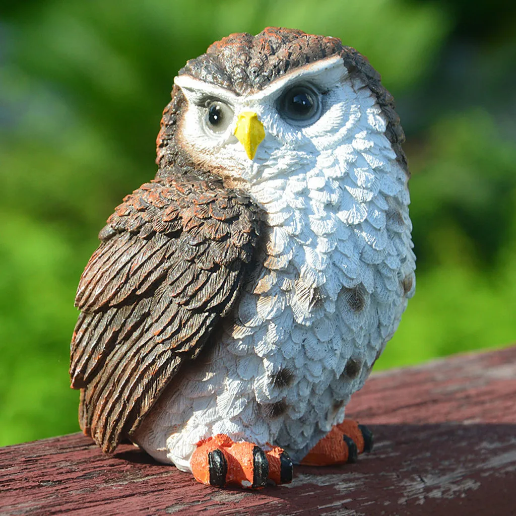

1PCS garden sculpture outdoor courtyard night landscape decoration resin owl bird shape waterproof bonsai ornament