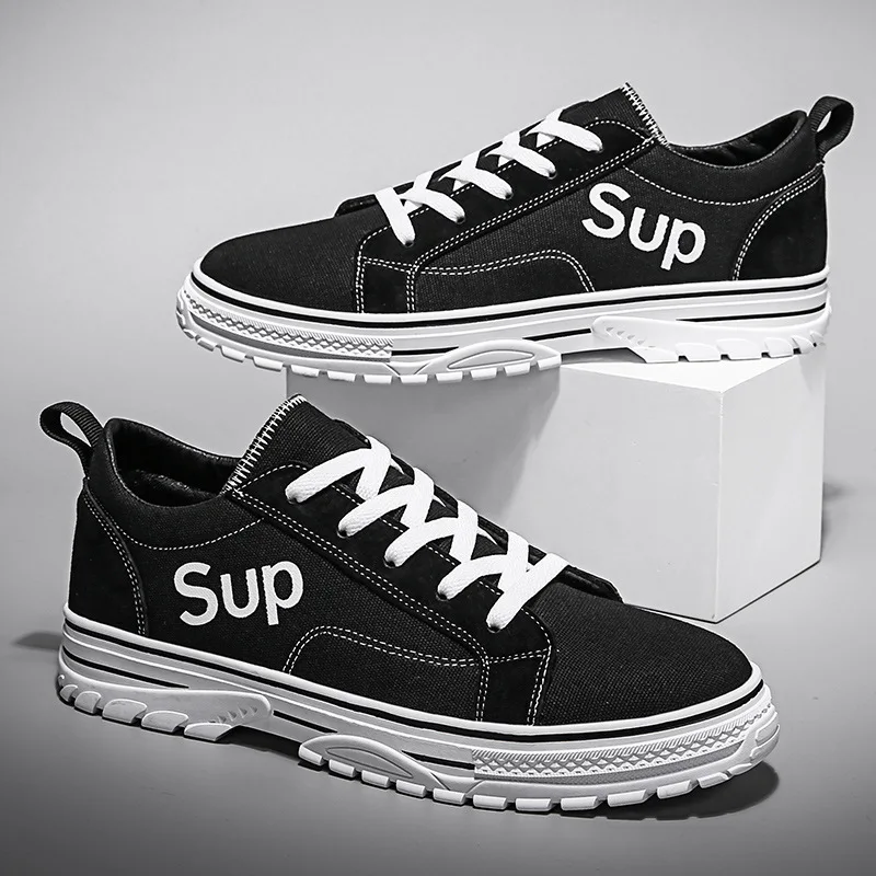 

Black And White with Pattern Canvas Shoes MEN'S SHOES 2019 Trendy Shoes Autumn Students Korean-style Ulzzang Shoes Hong Kong Fla