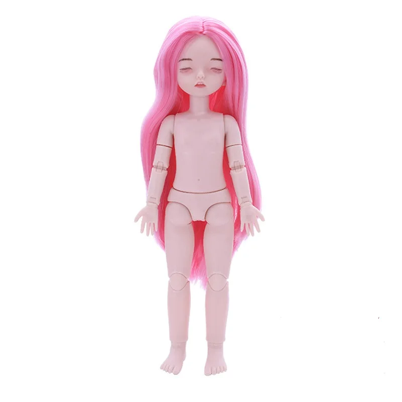 28 см спящие BJD куклы 20 подвижная шарнирная кукла BJD кукла для макияжа черный/розовый/коричневый парик волосы тело Nake DIY игрушки для девочек AT68 - Цвет: Doll C