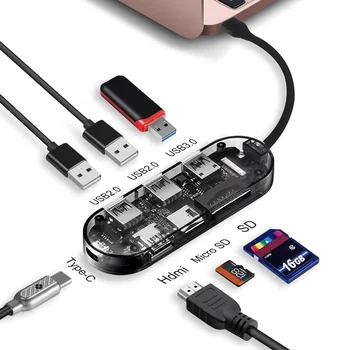 

7 in 1 Multifunctional Adapter Type-C to HDMI 4K HD Video Output USB3.0 Hub G