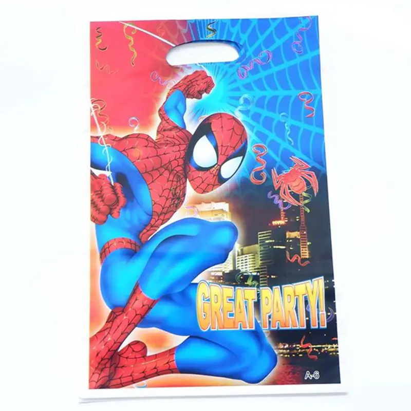 Spiderman 10 шт./лот тема Минни Мауса вечерние подарочные сумки вечерние украшения пластиковые конфеты мешок Лут мешок для детей день рождения фестиваль поставки - Цвет: Spiderman