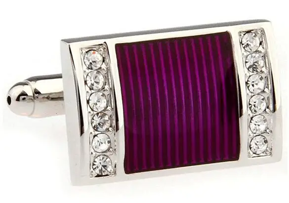 10pairs/lot Enamel Crystal Cufflinks Silver Gunblack Rhinestone Cuff Links Men's Jewelry Wholesale