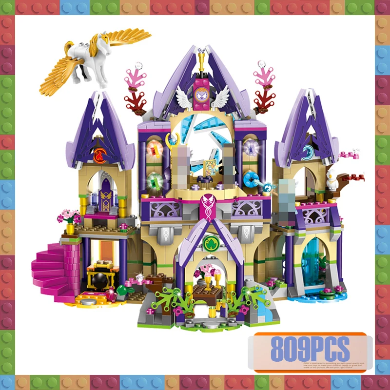 

10415 809pcs Compatible Elves Series 41078 Skyra's Mysterious Sky Castle Model Building Blocks Bricks Children Toys