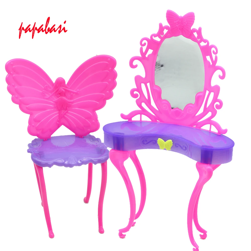 1 комплект туалетный столик-бабочка стул для макияжа мебель спальни 1/6 кукол
