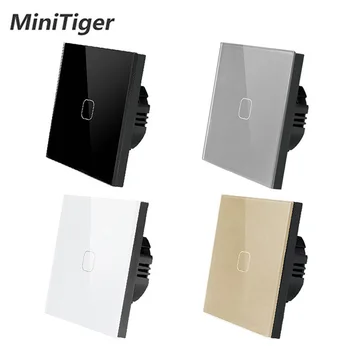 

Minitiger EU/UK standard 1/2/3 Gang 1 Way Touch Switch Crystal Glass Panel Touch Switch Only Touch Function Light Switch