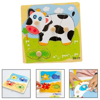 

New Hot Animal Cognize Baby Intelligence Development Animal Wooden Brick Puzzle Toys Toy