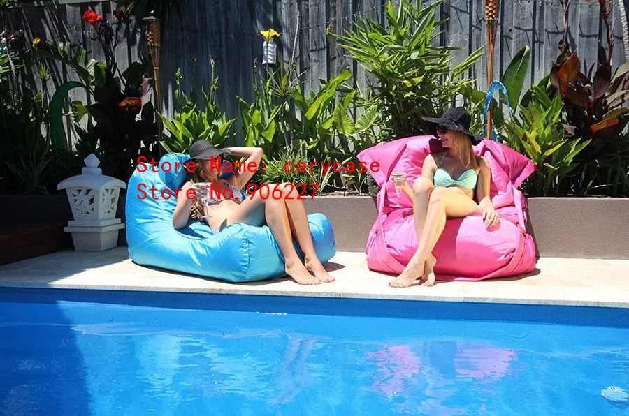 Espreguiçadeira confortável preguiçoso impermeável ao ar livre gigante saco de feijão sofá cadeira, relaxar piscina lado beanbag assento sac