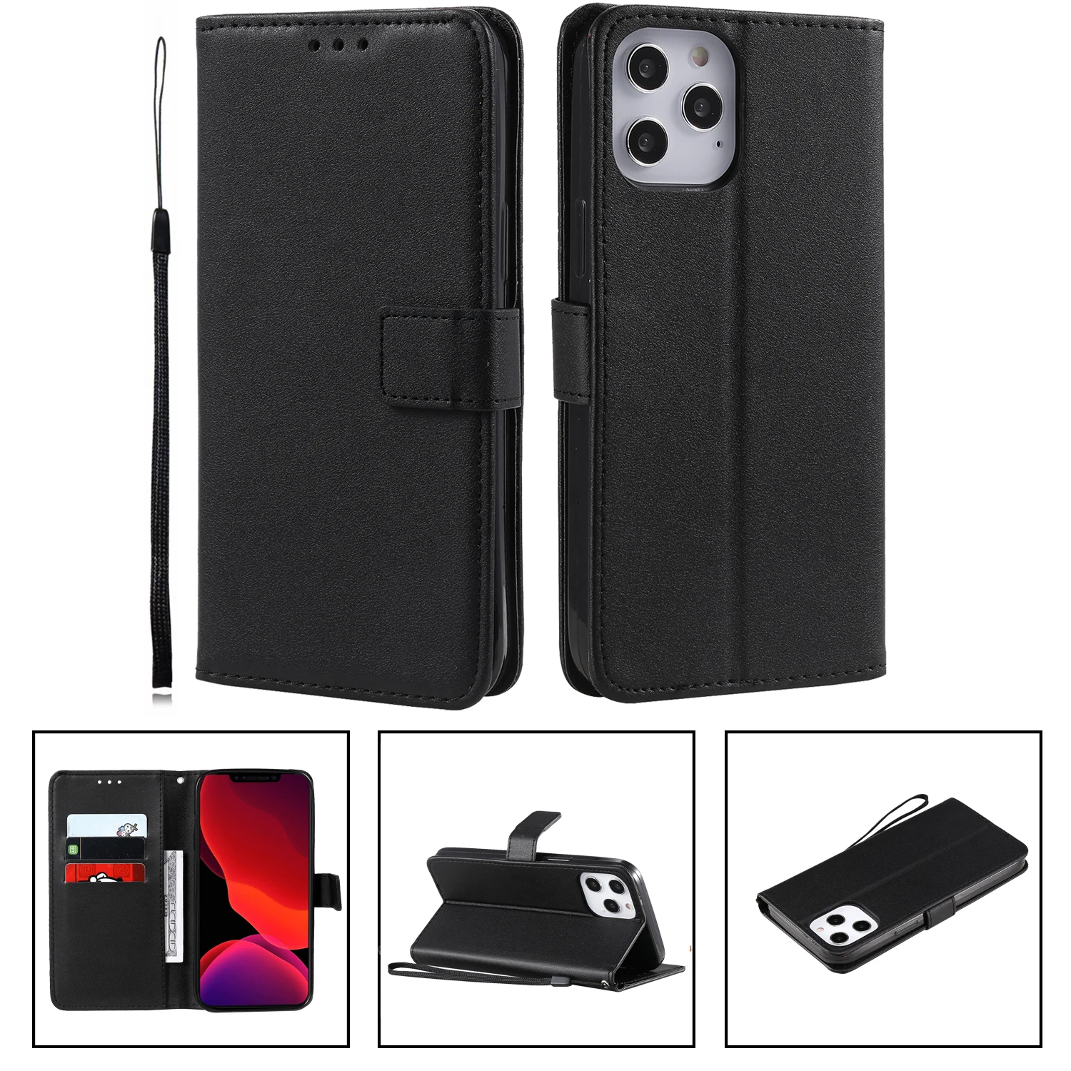 Custodia in pelle con portafoglio a ribalta per iPhone 11 12 Pro Max 12 Mini X XS Max XR 6 6S 7 8 Plus SE 2020 5 SE 5 Stand Funda Protect C_voghion.com