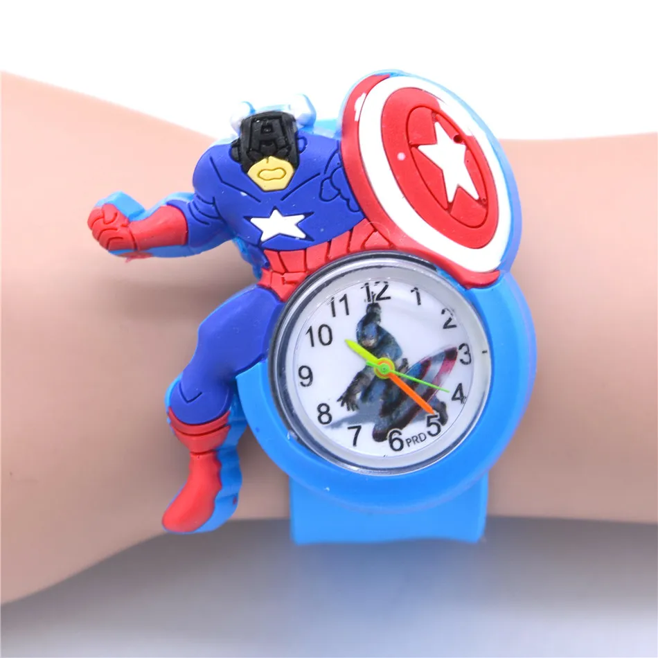 Детские Кварцевые часы с 3D изображением глаз миньонов для мальчиков, детские часы с силиконовым ремешком, детские игрушки, рождественский подарок - Цвет: Captain Watches
