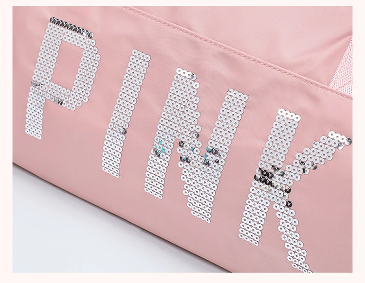 Модная новейшая дизайнерская спортивная сумка с розовыми буквами и блестками для фитнеса, женская сумка через плечо, Женская Мужская Сумка-тоут, дорожная сумка