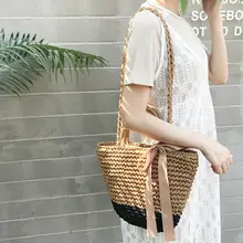 Модная женская Соломенная Летняя Сумка Пляжная тканая сумка ретро сумка через плечо Повседневная Новая